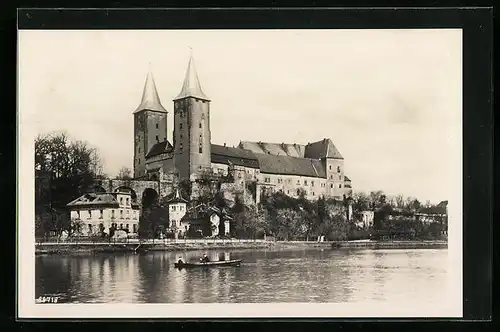 AK Rochlitz i. Sa., Blick vom Wasser zum See