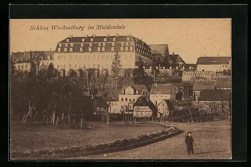 AK Wechselburg im Muldentale, Schloss im Ortsbild
