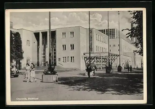 AK Chemnitz, Stadtbad im Sonnenschein