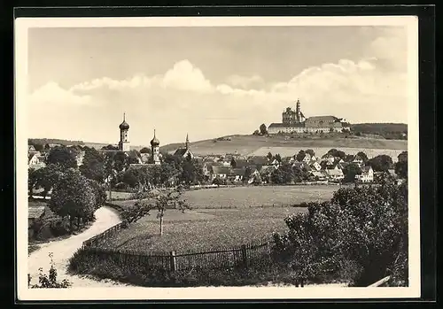 AK Neresheim, Stadt und Abtei von Westen