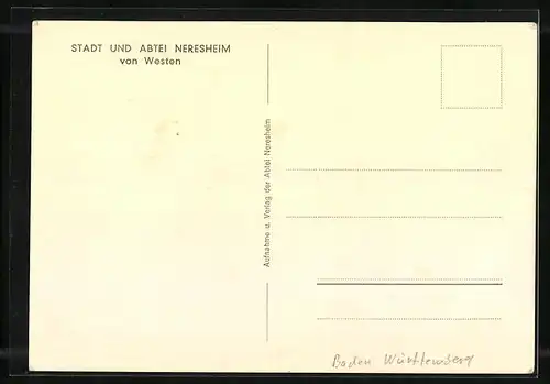 AK Neresheim, Stadt und Abtei von Westen