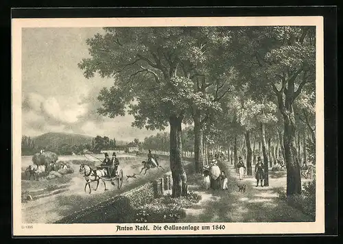 Künstler-AK Frankfurt a. M., Die Gallusanlage um 1840