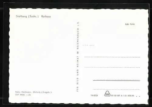 AK Stollberg /Sachs., Rathaus und parkende Autos