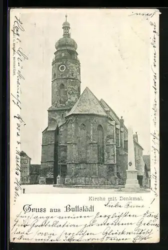 AK Buttstädt, Kirche mit Denkmal