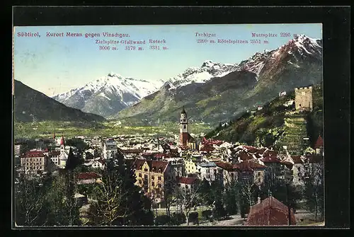 AK Meran, Blick gegen Vinschgau, Muttspitze