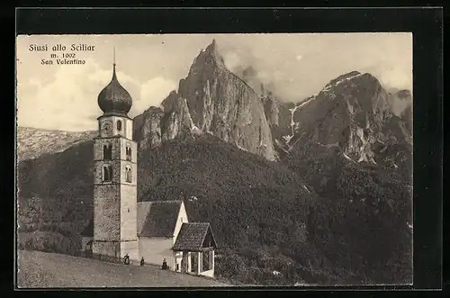 AK St. Valentin bei Seis, vor Bergpanorama