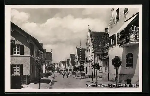 AK Thannhausen, Obere Markt-Strasse mit Passanten