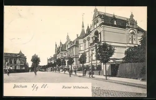 AK Bochum, Kaiser Wilhelmstrasse mit Passanten