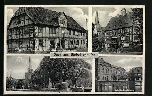 AK Gieboldehausen, Ortsansichten mit Gasthof z. Löwen und Schloss