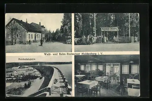 AK Muldenberg i. V., Wald- und Bahn-Restaurant mit Muldentalsperre