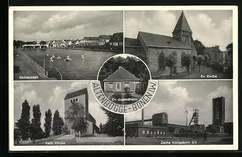 AK Altenbögge-Bönen i. W., Badeanstalt und Zeche Königsborn 3 /4, Kohle