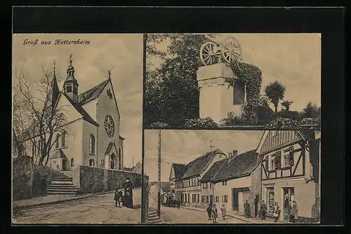 AK Hattersheim, Ortsansichten mit Kirche