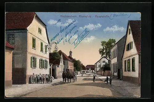 AK Mechtersheim i. Rheinpfalz, Hauptstrasse mit Kutsche