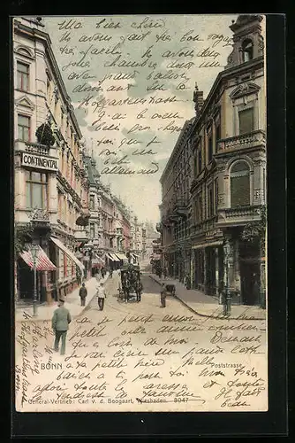 AK Bonn, Poststrasse am Hotel Continental