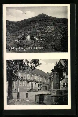 AK Zwingenberg /Bergstrasse, Gasthaus zur Sonne, Ortsansicht