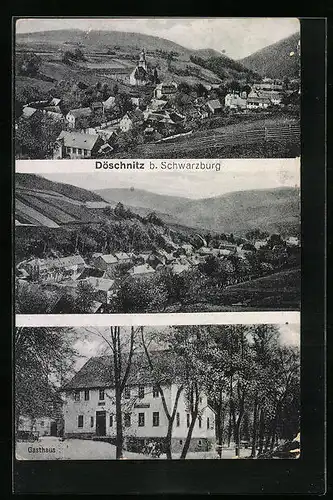 AK Döschnitz b. Schwarzburg, Gasthaus, verschiedene Ortsansichten