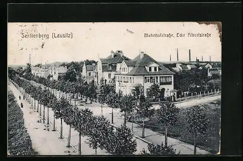 AK Senftenberg /Lausitz, Bahnhofstrasse Ecke Albertstrasse