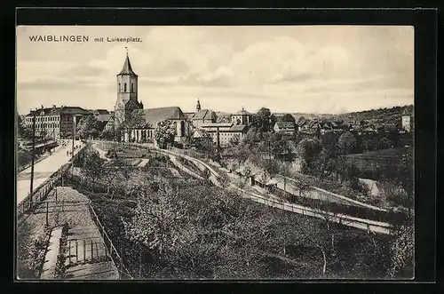 AK Waiblingen, Stadtansicht mit dem Luisenplatz