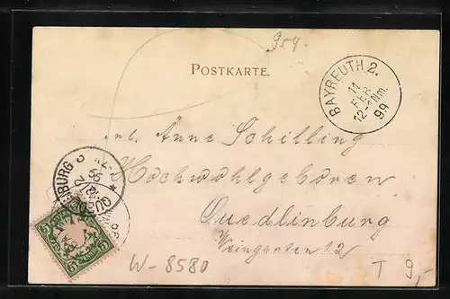 AK Bayreuth i. B., Denkmal vor dem Alten Markgrafenschloss
