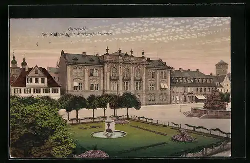 AK Bayreuth i. B., Kgl. Regierung mit dem Markgrafenbrunnen