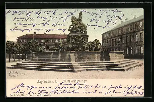 AK Bayreuth i. B., am Markgrafenbrunnen