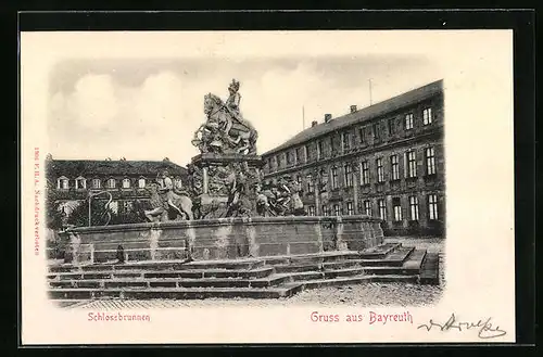 AK Bayreuth i. B., vor dem Schlossbrunnen