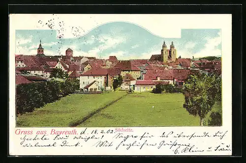 AK Bayreuth i. B., Südseite der Stadt mit Blick zur Kirche