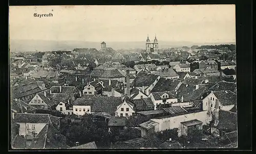 AK Bayreuth i. B., Stadttotale mit Blick zur Kirche