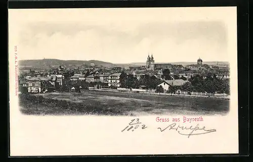 AK Bayreuth i. B., Blick von den Feldern auf die gesamte Stadt