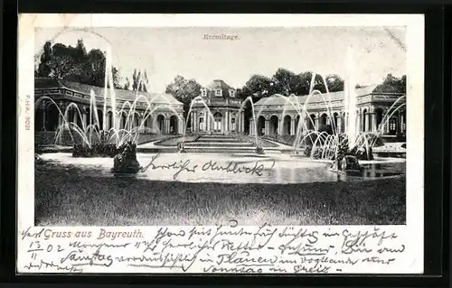 AK Bayreuth i. B., Eremitage, Wasserkunst mit Pavillon