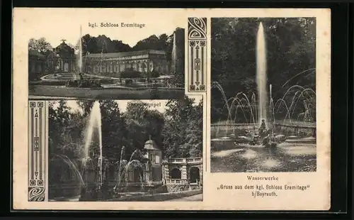 AK Bayreuth i. B., kgl. Schloss Eremitage, Wasserwerke, am Sonnentempel