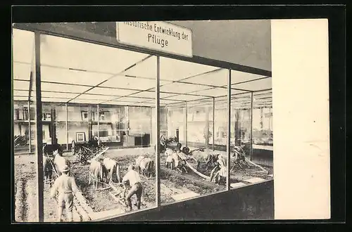 AK München, Deutsches Museum, Historische Entwicklung der Pflüge