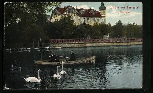 AK Bayreuth i. B., Ruderboot auf dem Röhrensee