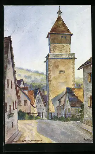 Künstler-AK Waiblingen, am Hochwachtturm