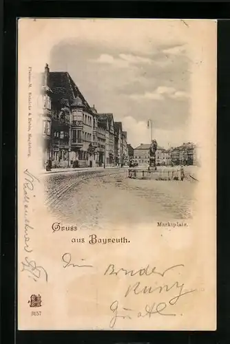 AK Bayreuth i. B., am Brunnen auf dem Marktplatz
