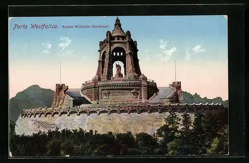 AK Porta Westfalica, Vorderansicht des Kaiser Wilhelm-Denkmal