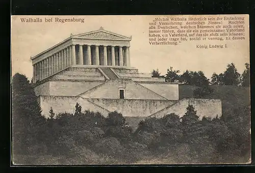 AK Regensburg, Blick auf die Walhalla