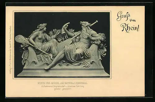 AK Niederwald, Nationaldenkmal, Darstellung von Rhein und Mosel