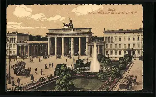 AK Berlin, Pariser Platz mit dem Brandenburger Tor