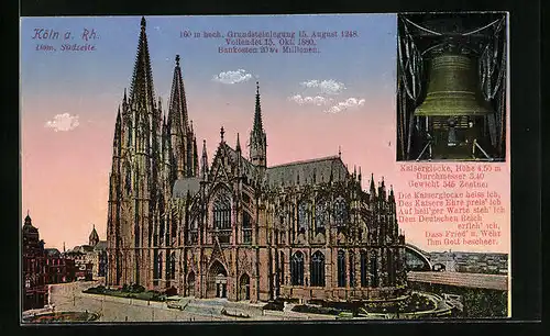 AK Köln a. Rhein, Domansicht von Süden, die Kaiserglocke