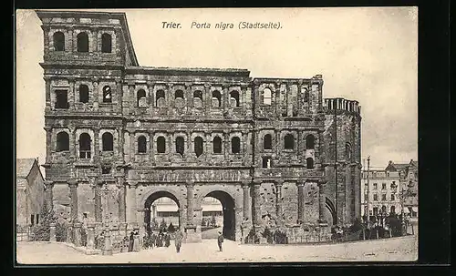 AK Trier, Porta Nigra, Ansicht von der Stadtseite aus