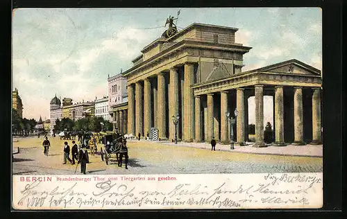 AK Berlin, das Brandenburger Tor vom Tiergarten aus gesehen