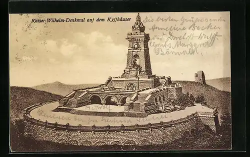 AK Bad Frankenhausen, Kyffhäuser, am Kaiser-Wilhelm-Denkmal