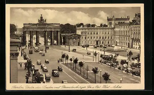 AK Berlin, Unter den Linden, das Brandenburger Tor, Ost-West-Achse