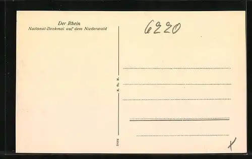 AK Rüdesheim a. Rhein, das National-Denkmal auf dem Niederwald, Vorderansicht