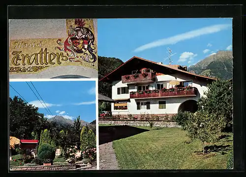 AK Algund-Forst, vor dem Haus Tratter, im Garten