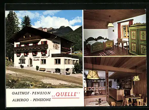 AK Sankt Magdalena, Gasthof Pension Quelle, Aussenansicht, in der Gaststube