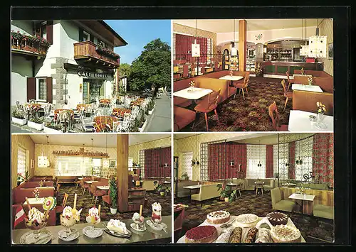 AK St. Ulrich im Grödental, Cafe Eisdiele Domino, auf der Terrasse, Gaststube