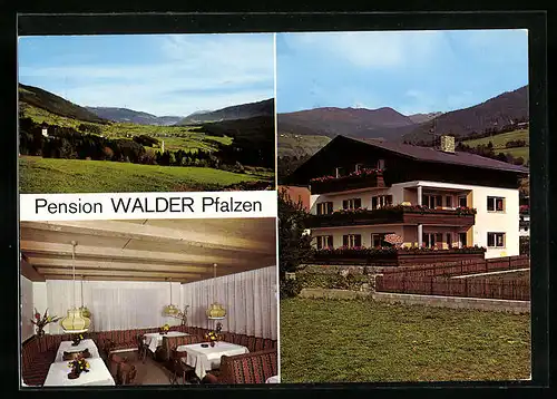 AK Pfalzen, Pension Walder, Landschaftsblick, vor dem Gasthaus