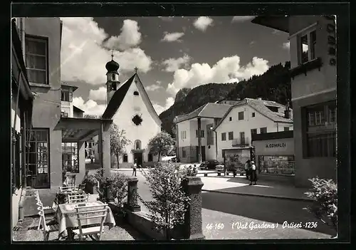 AK Val Gardena, Ortisei, Kirche St. Ulrich und Gasthof